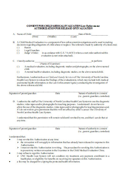 child care consent authorization release form