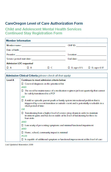 child care treatment authorization form