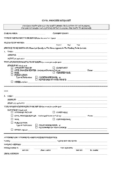 civil process request form