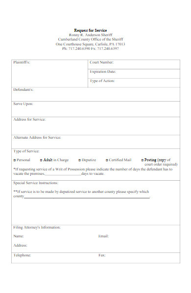 civil process service request form
