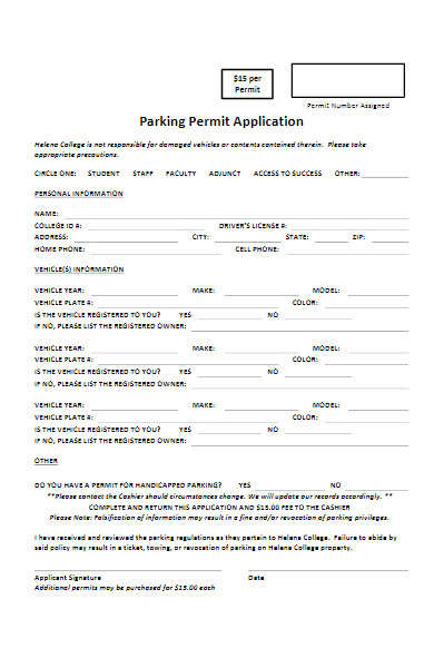 college parking permit application