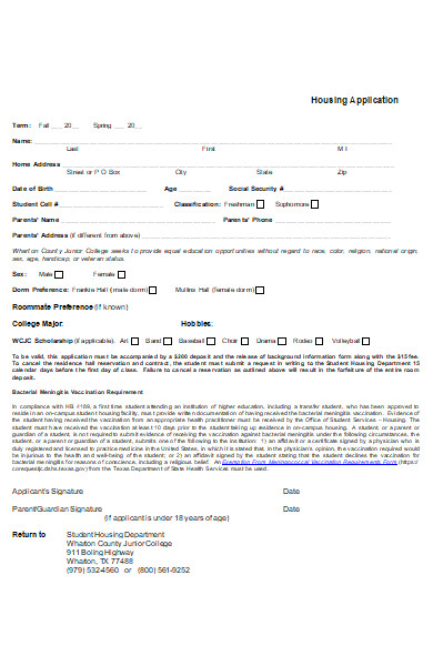 college roommate housing form