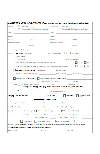 commercial mortgage loan application form