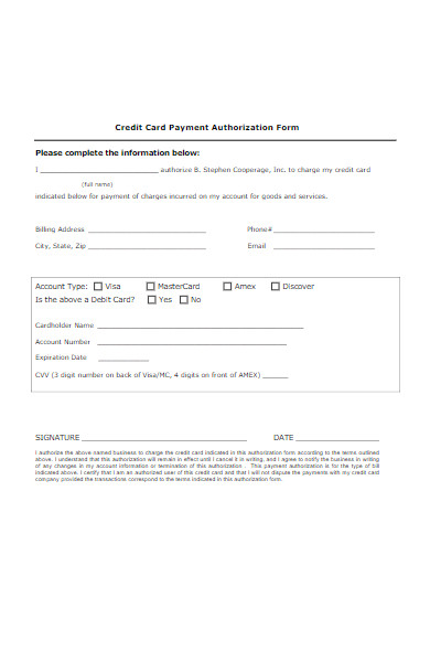 company payment authorization form