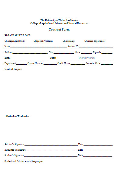 contract application forms