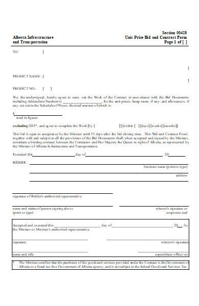 contract bid application form