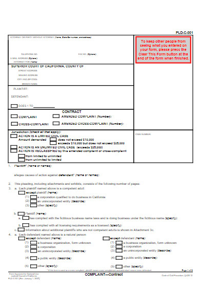 contract complaint application form