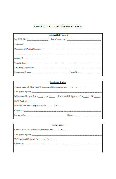 contract routing approval application form