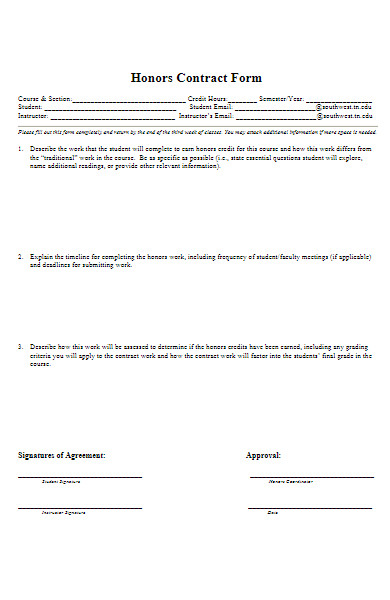 course contract application form