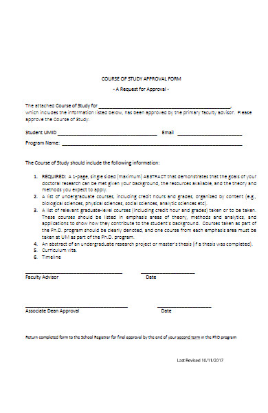 course of study approval form
