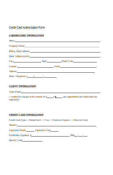 FREE 50+ Credit Card Authorization Forms Download – How to Create Guide ...