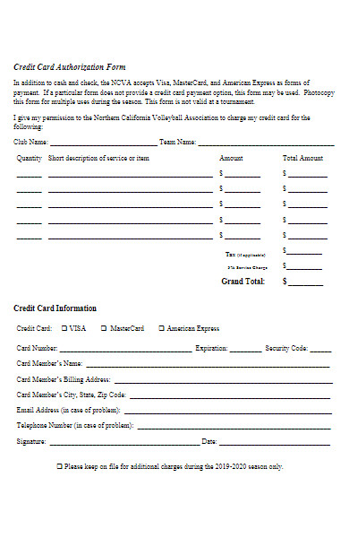 credit card authorization form in pdf