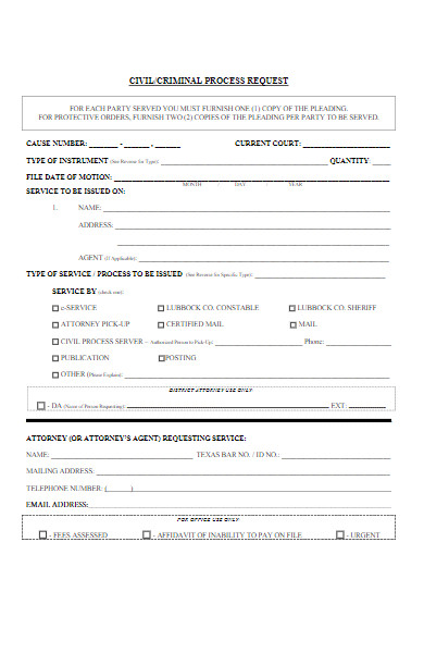 criminal process request form