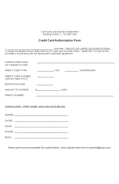 department credit card authorization form