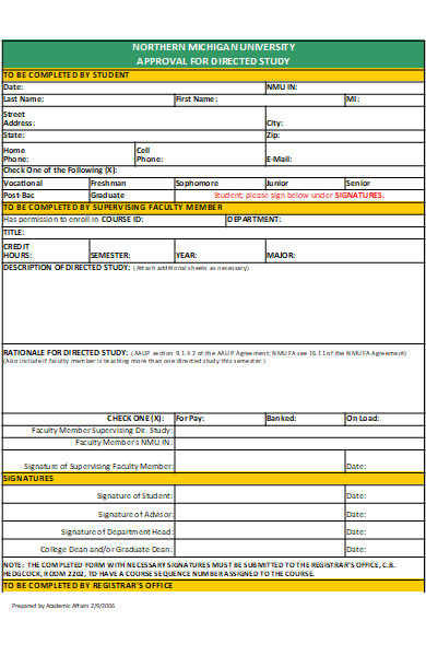 directed study approval form