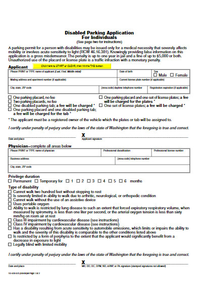 disabled parking application form for individuals