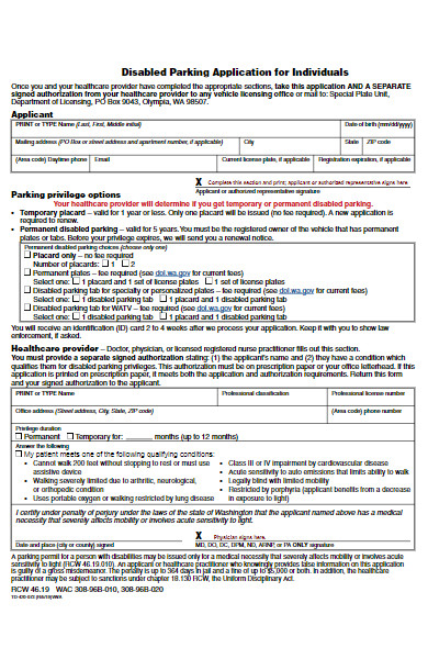 disabled parking application for individuals form