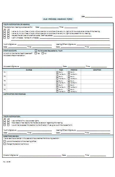 due process hearing form