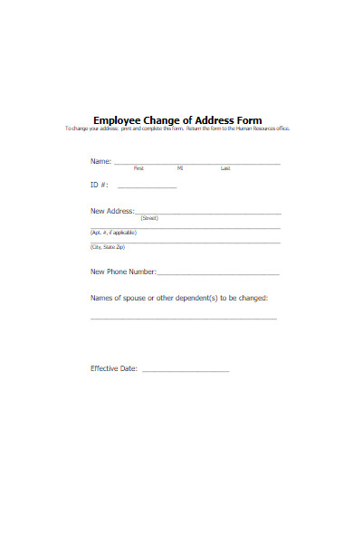 employee change of address form
