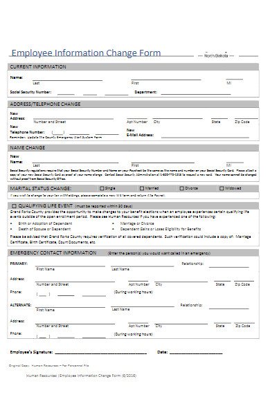 employee information change forms