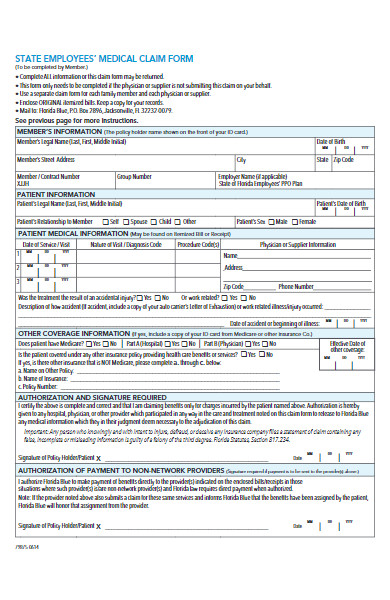 employee medical claim form
