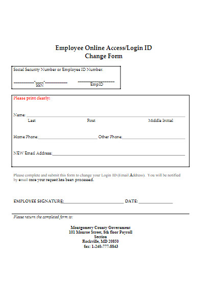 employee online access change form