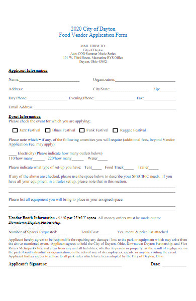 event food vendor application form