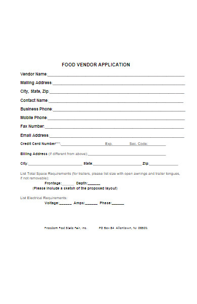 food fair vendor application form