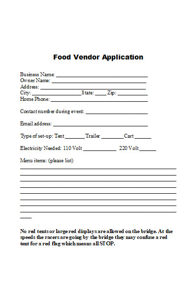 food vendor application form in doc