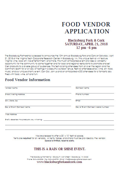food vendor application form