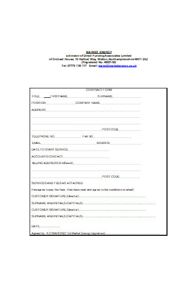 formal contract application form
