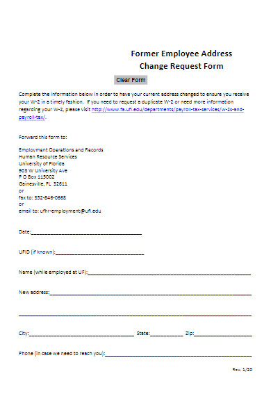 former employee address change request form