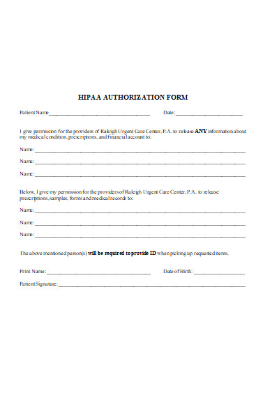 general hipaa authorization form