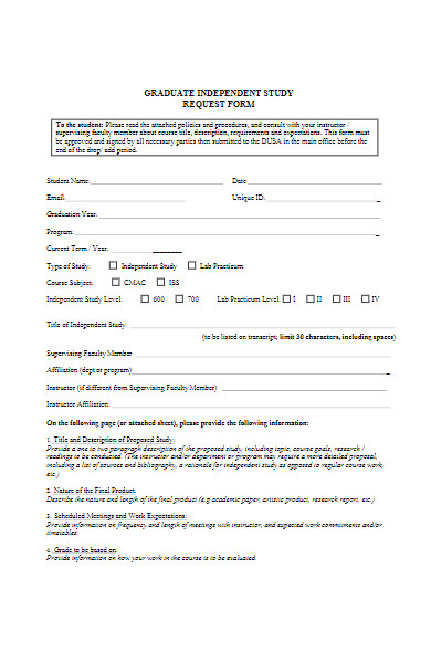 graduate independent study request form
