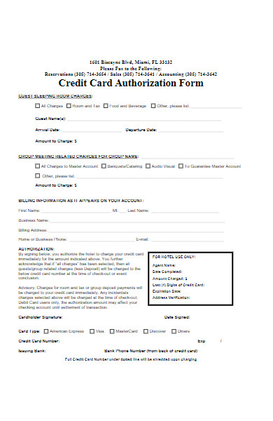 guest credit card authorization form