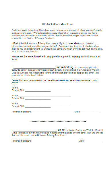 hipaa authorization form in pdf