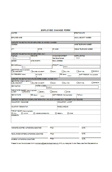 hr employee change forms