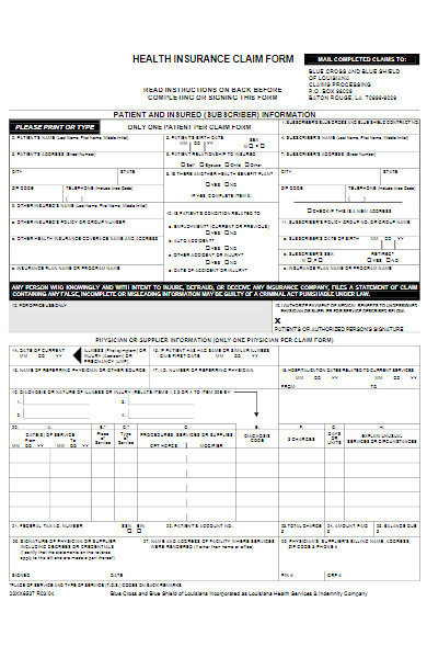 health insurance claim forms