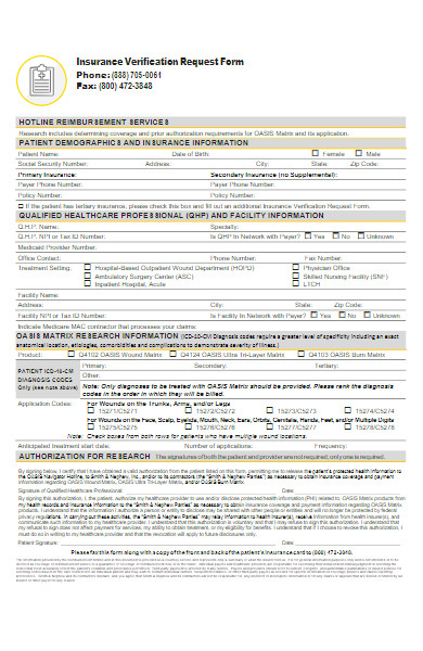 health insurance verification request form