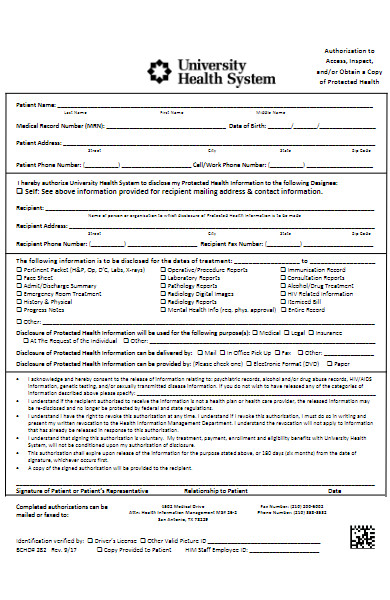 health system hippa authorization form