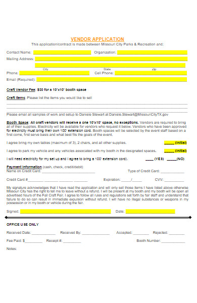 holiday market contractor application form