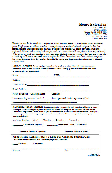 hours extension form