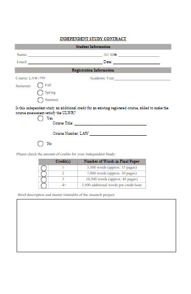 independent study contract form