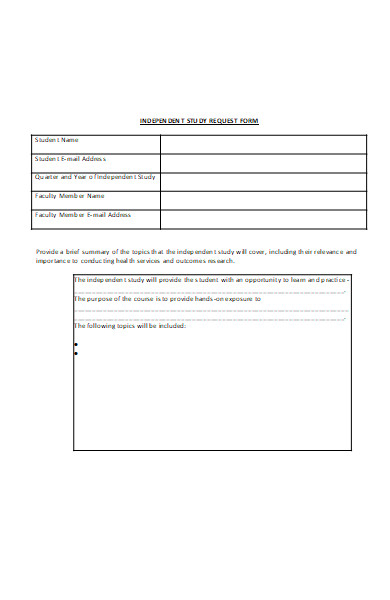 independent study request form in doc