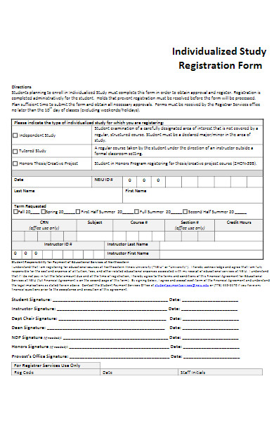 individualized study registration form