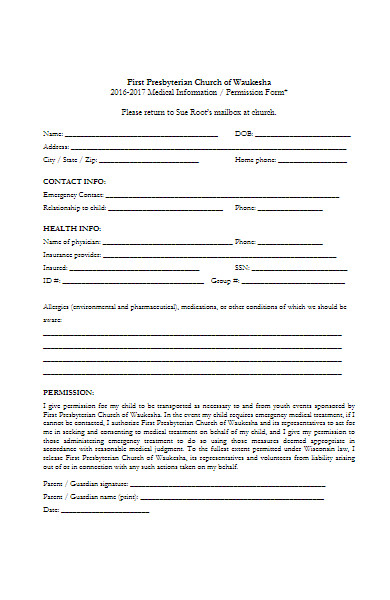 information permission form for medical