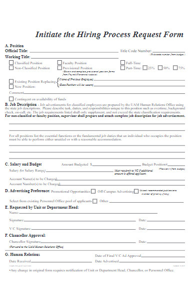 initiate hiring process request form