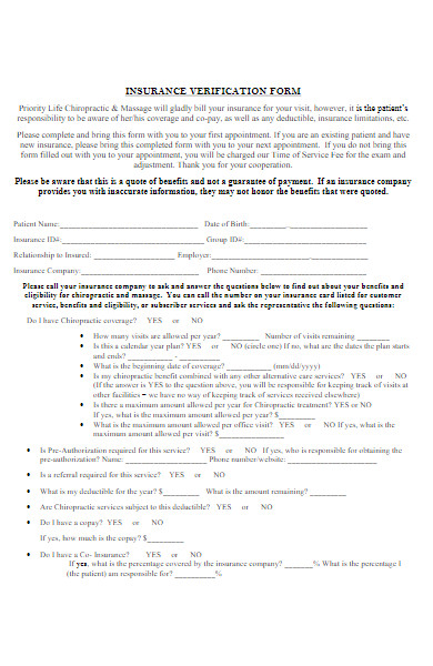 insurance company verification form