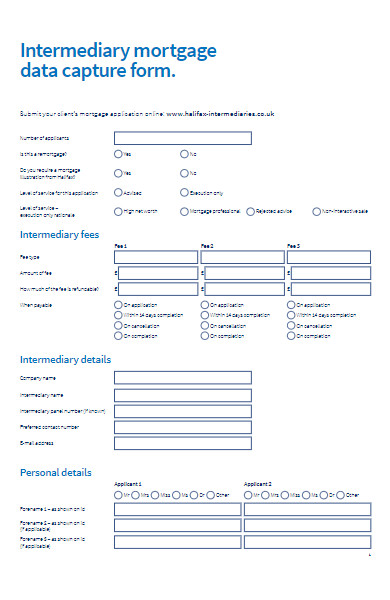 intermediary mortgage data capture form