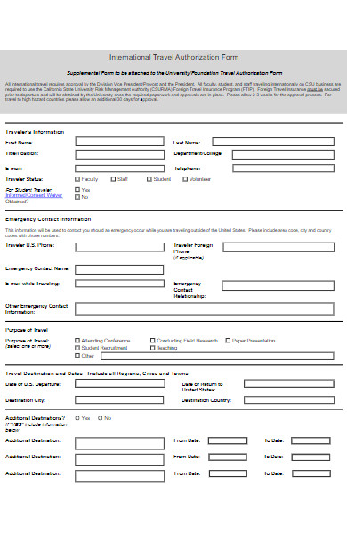 FREE 50 Travel Authorization Forms In PDF MS Word Excel